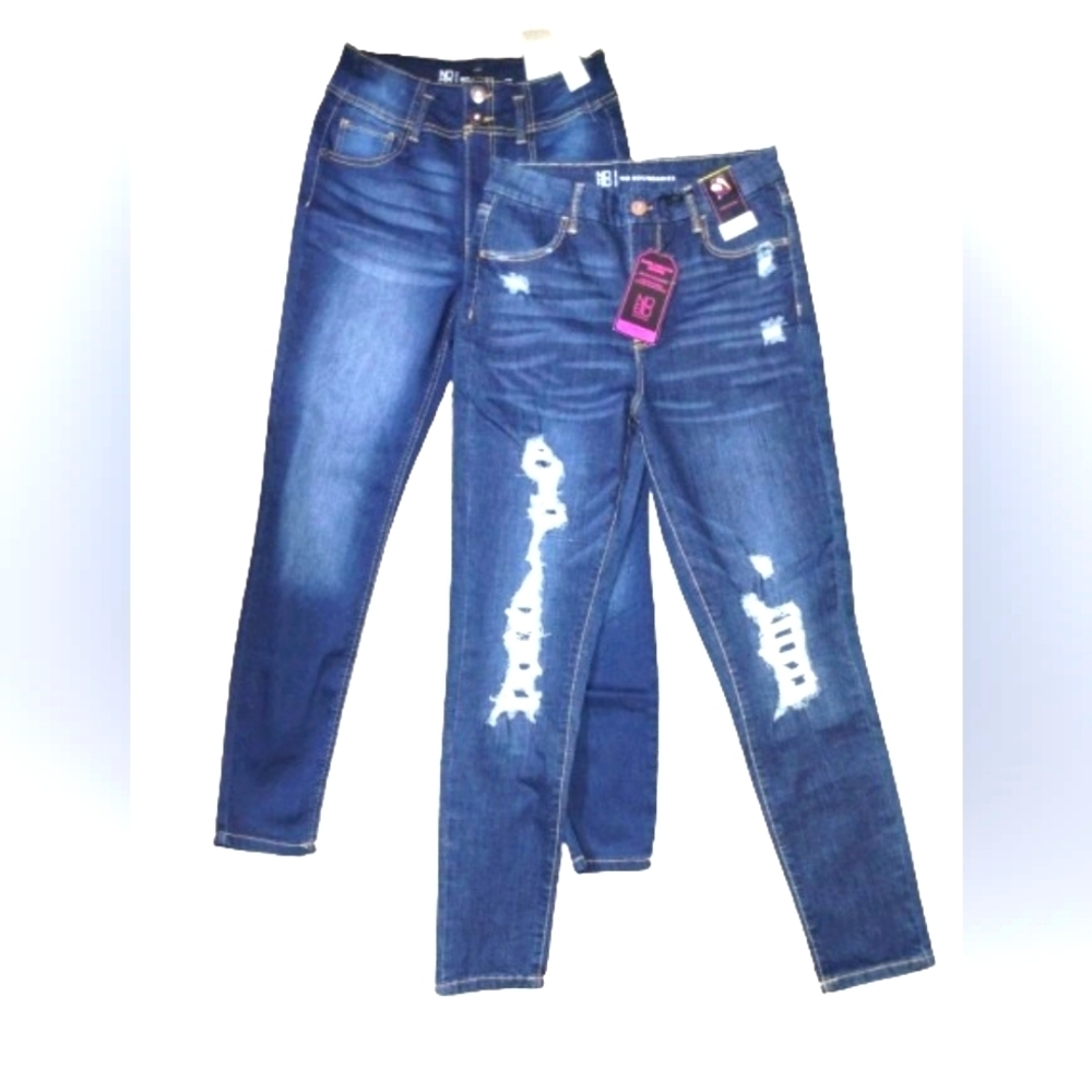 2 Pairs No Boundaries Dark Wash High Rise Skinny Jeans Jrs Size 11 NWT